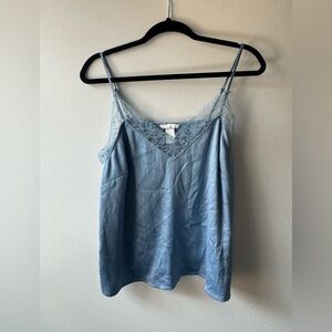 Women's Blue Lace Trim Cami Top